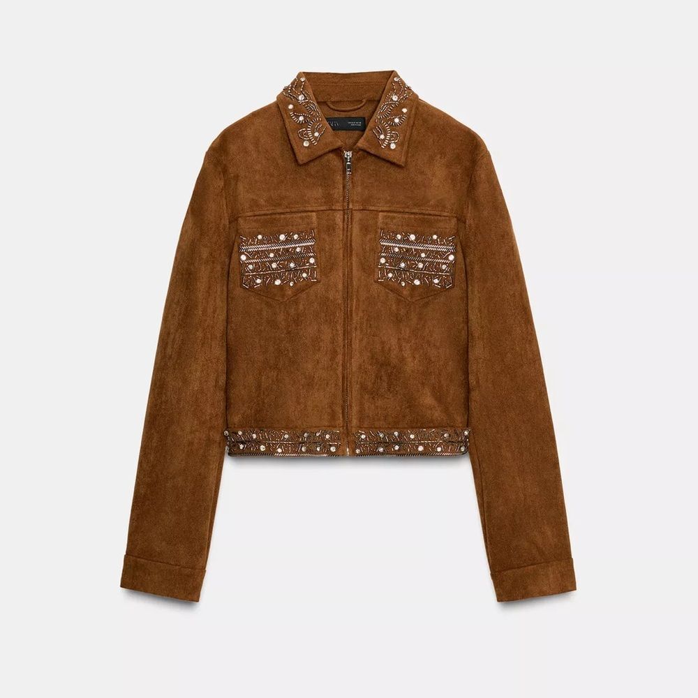 ZARA SUEDE STUDDED JACKET - Picture 6 of 9